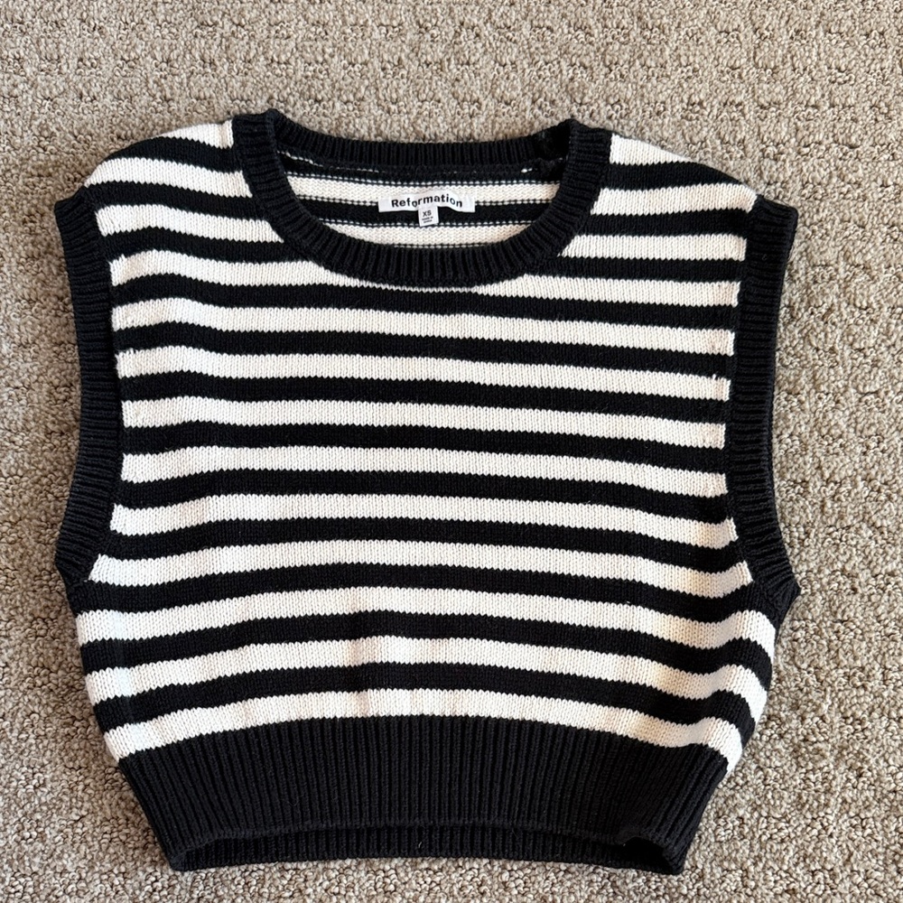 Reformation Cropped Striped Sweater Vest